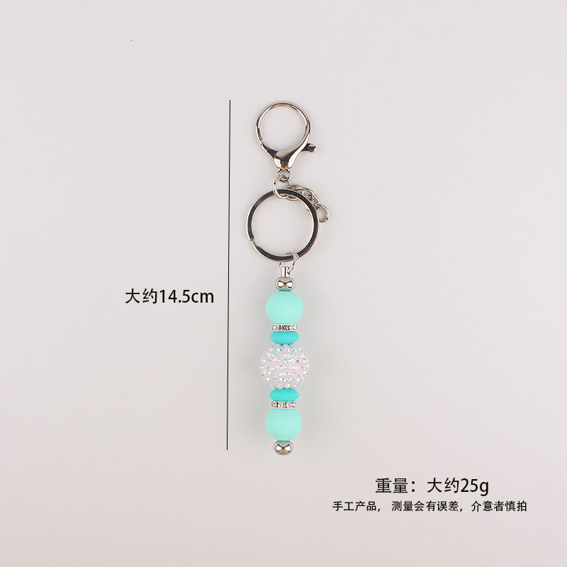 Wholesale bling beads silicone beads tassel keychain